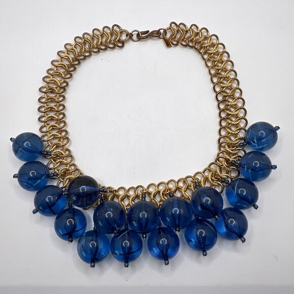 Kenneth Jay Lane KJL Blue Acrylic Statement Necklace - Picture 2 of 6